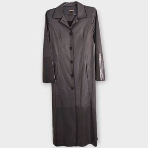 Rozae Nichols‎ Womens Raincoat Sz Petite Midi Luxury Matrix Goth Vintage 80s